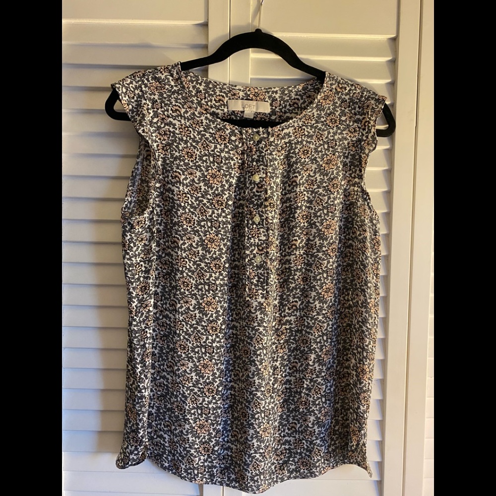Ann Taylor - Loft tank top - Medium white gray, pink.  Tiny stain in pic 4th pic